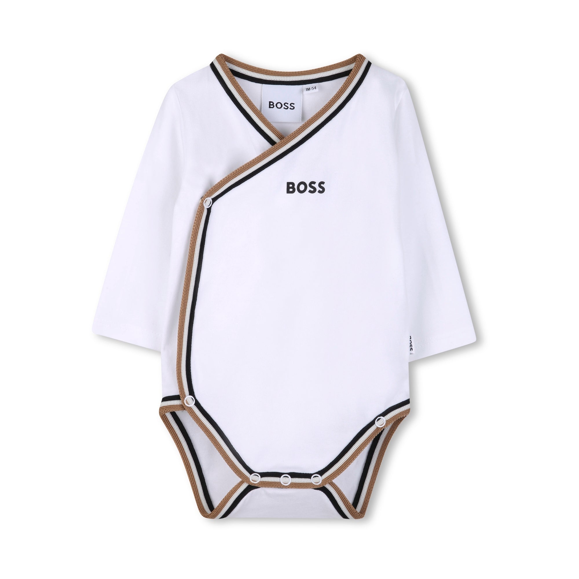 Boss-Footie Body Suit And Hat In Gift Box White