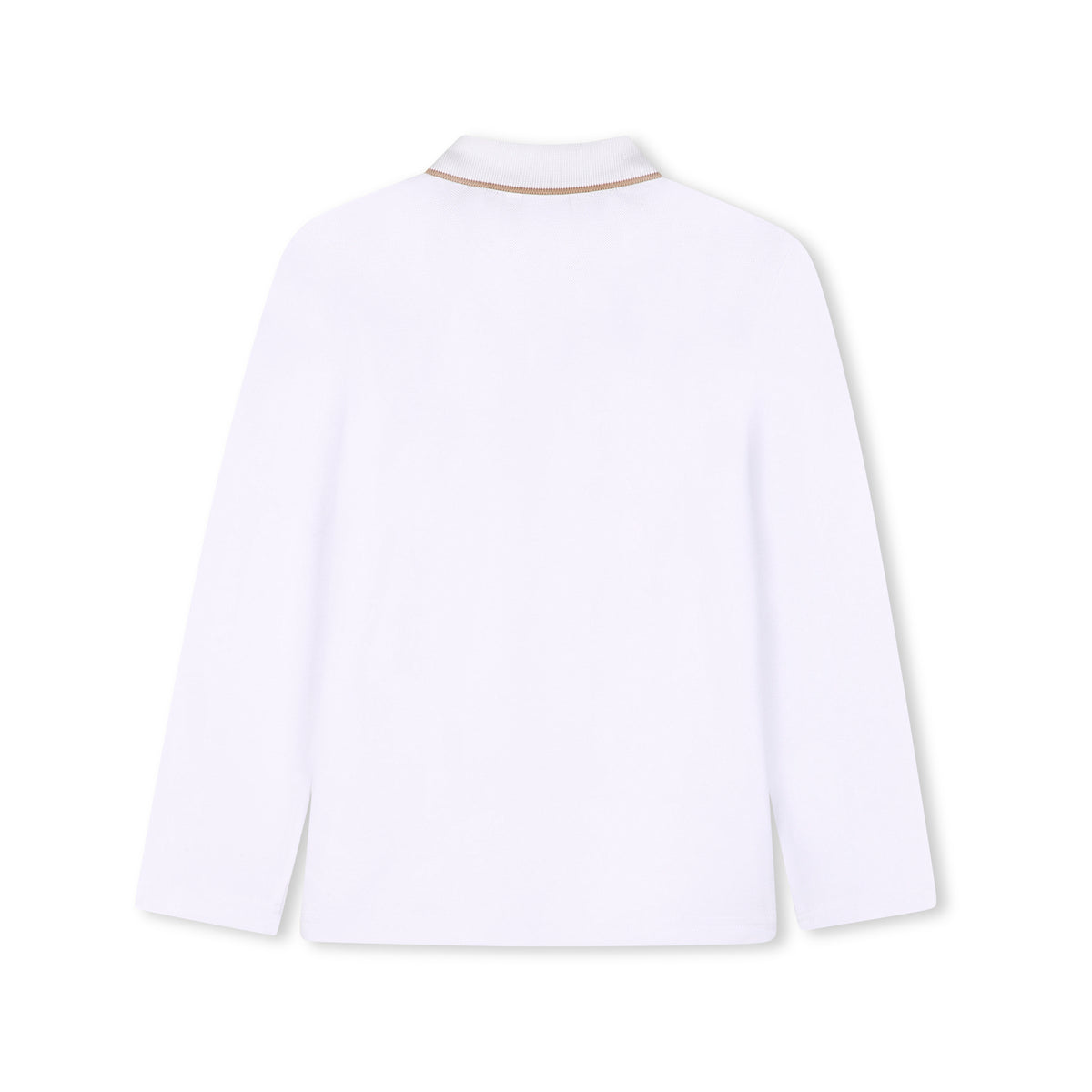 Boss-LS Pique Polo W Trim Around Collar And Placket White