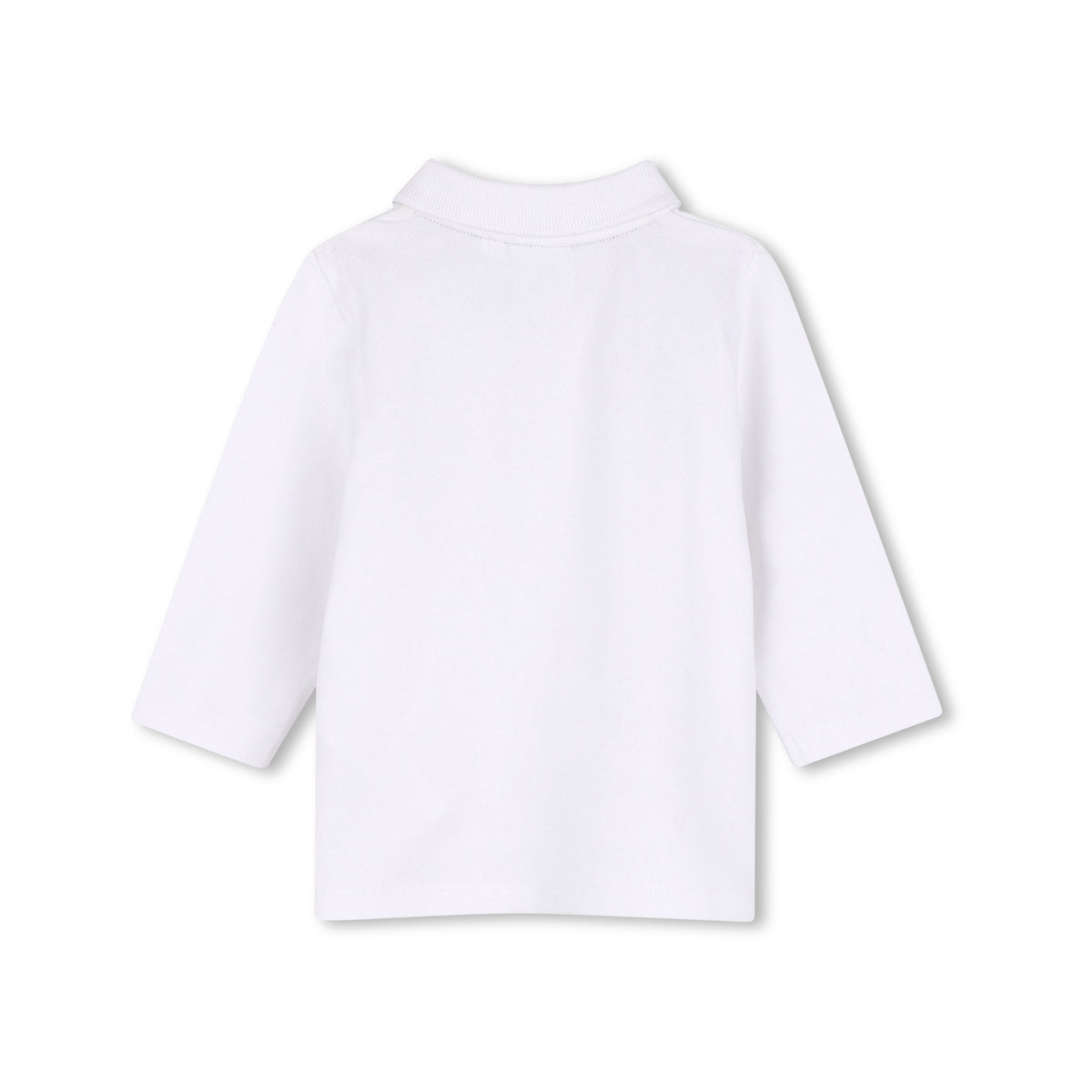 Boss-LS Pique Polo W/ Iconic Stripe Across Chest White