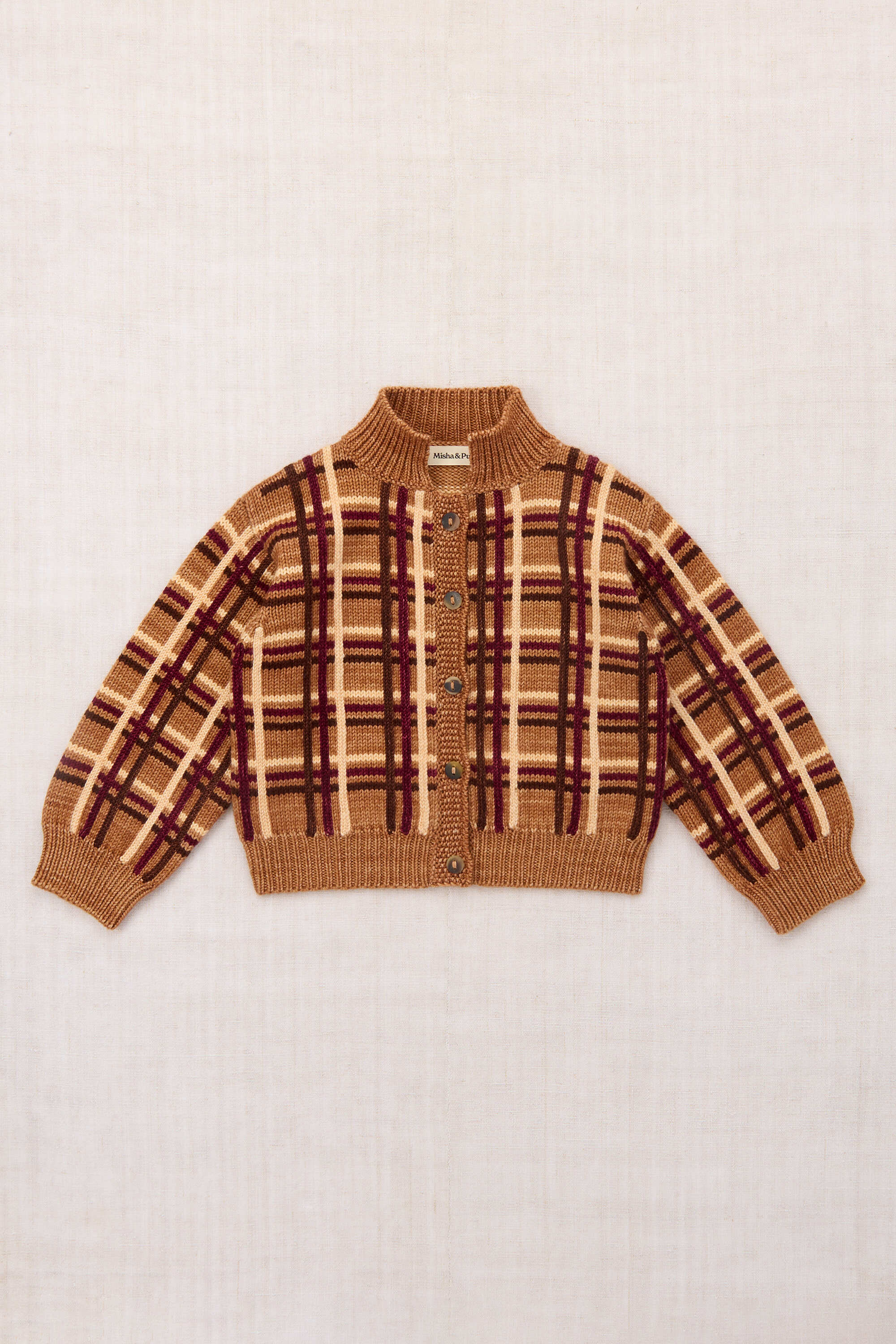 Misha & Puff-Plaid Davis Cardigan Rose Gold