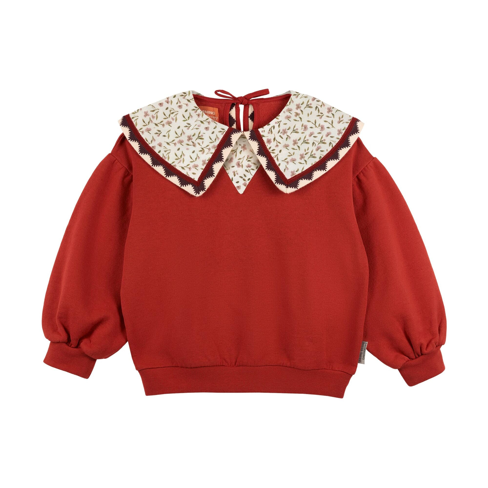 Morning Mess Therapy-Girls Adele Statement Collar Sweatshirt Deep Red