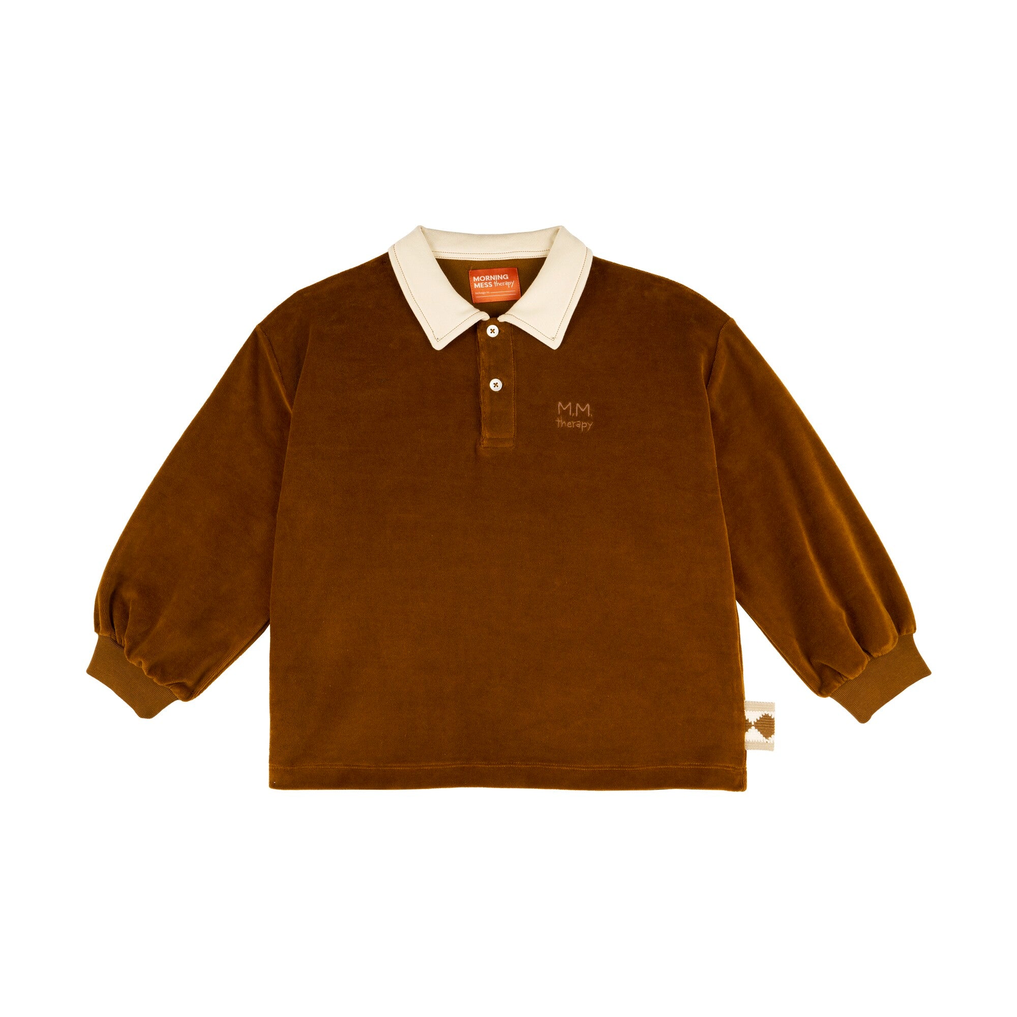 Morning Mess Therapy-Franz Polo Sweatshirt Straight Fit Caramel Velvet