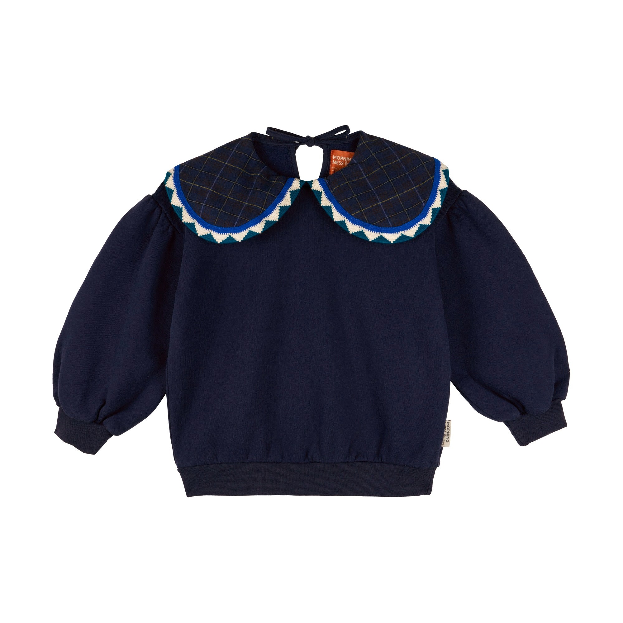 Morning Mess Therapy-Girls Statement Collar Sweatshirt Midnight Blue