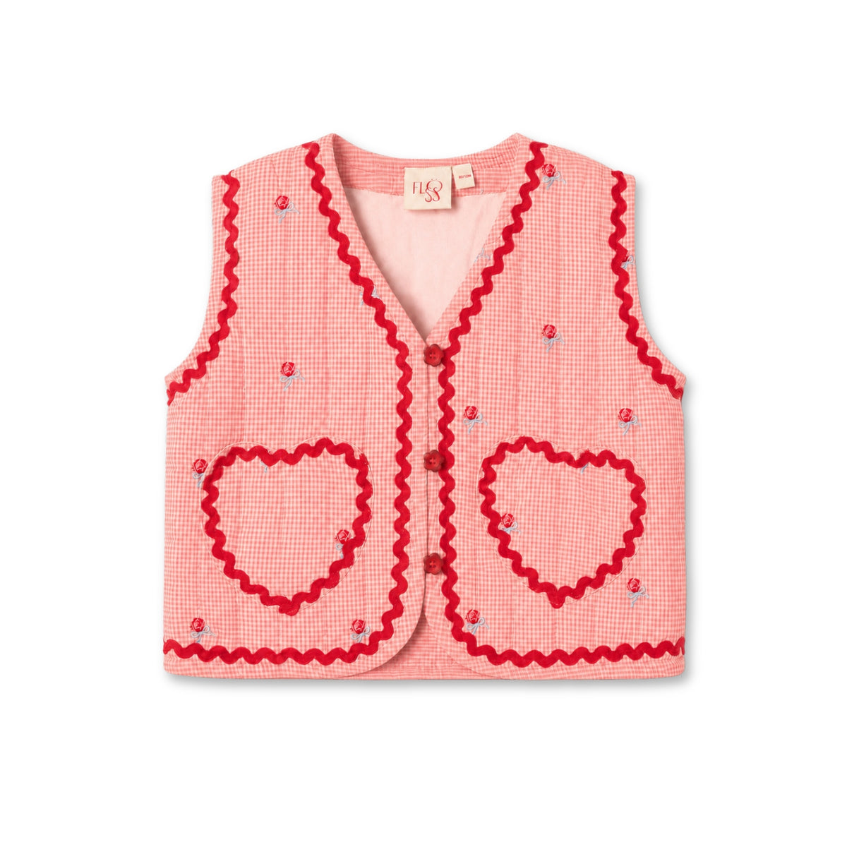 Flöss-Girl Sonja Vest Pink Rose Gingham