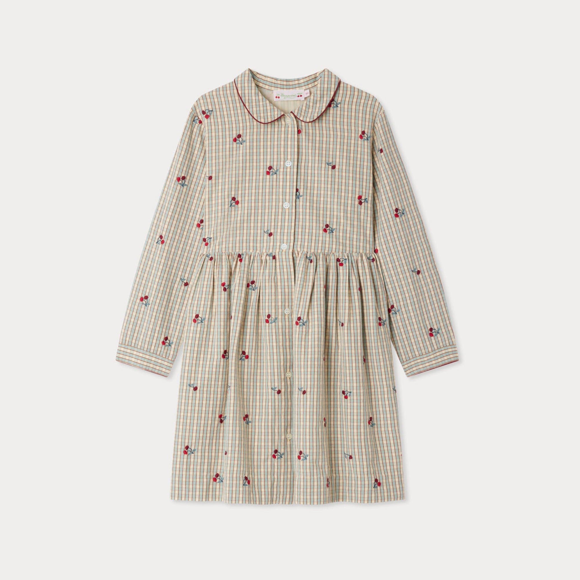 Bonpoint-Janessa dress in organic cotton with cherry embroidery
