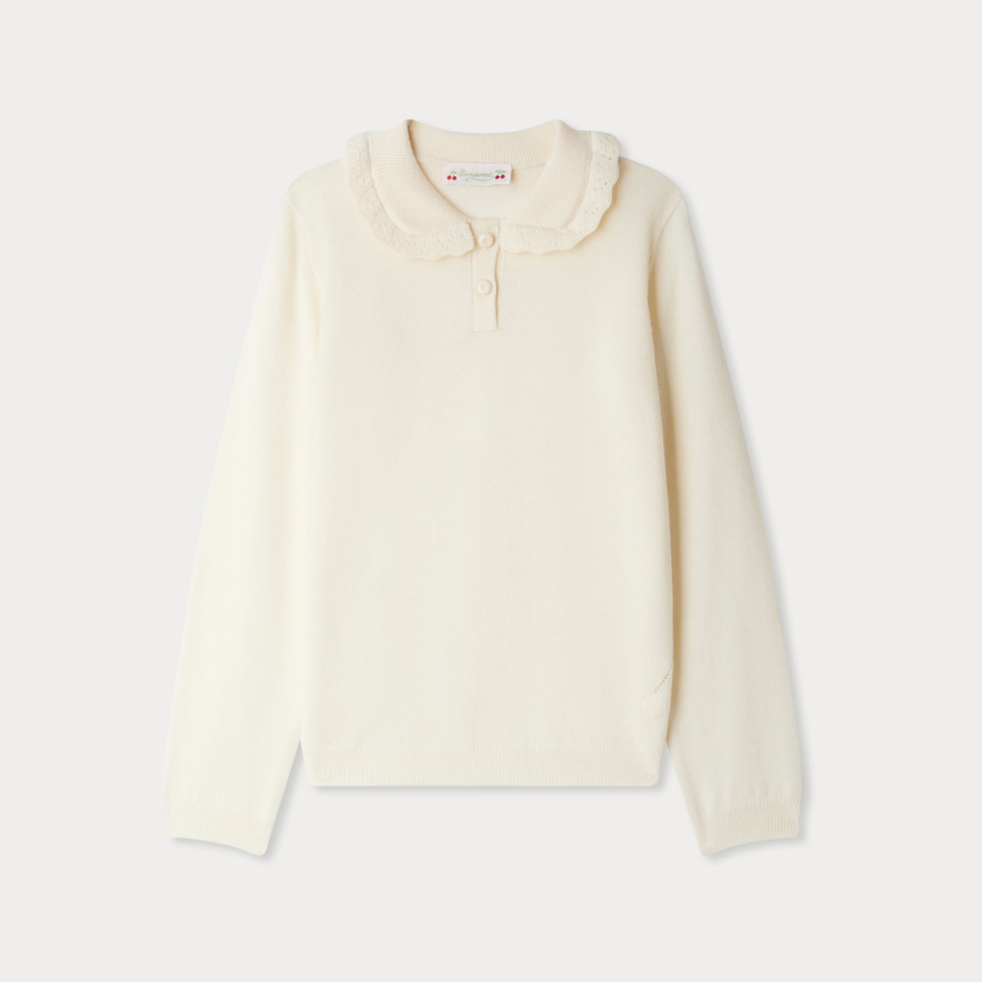 Bonpoint-Brynja sweater with cherry embroidered collar in wool