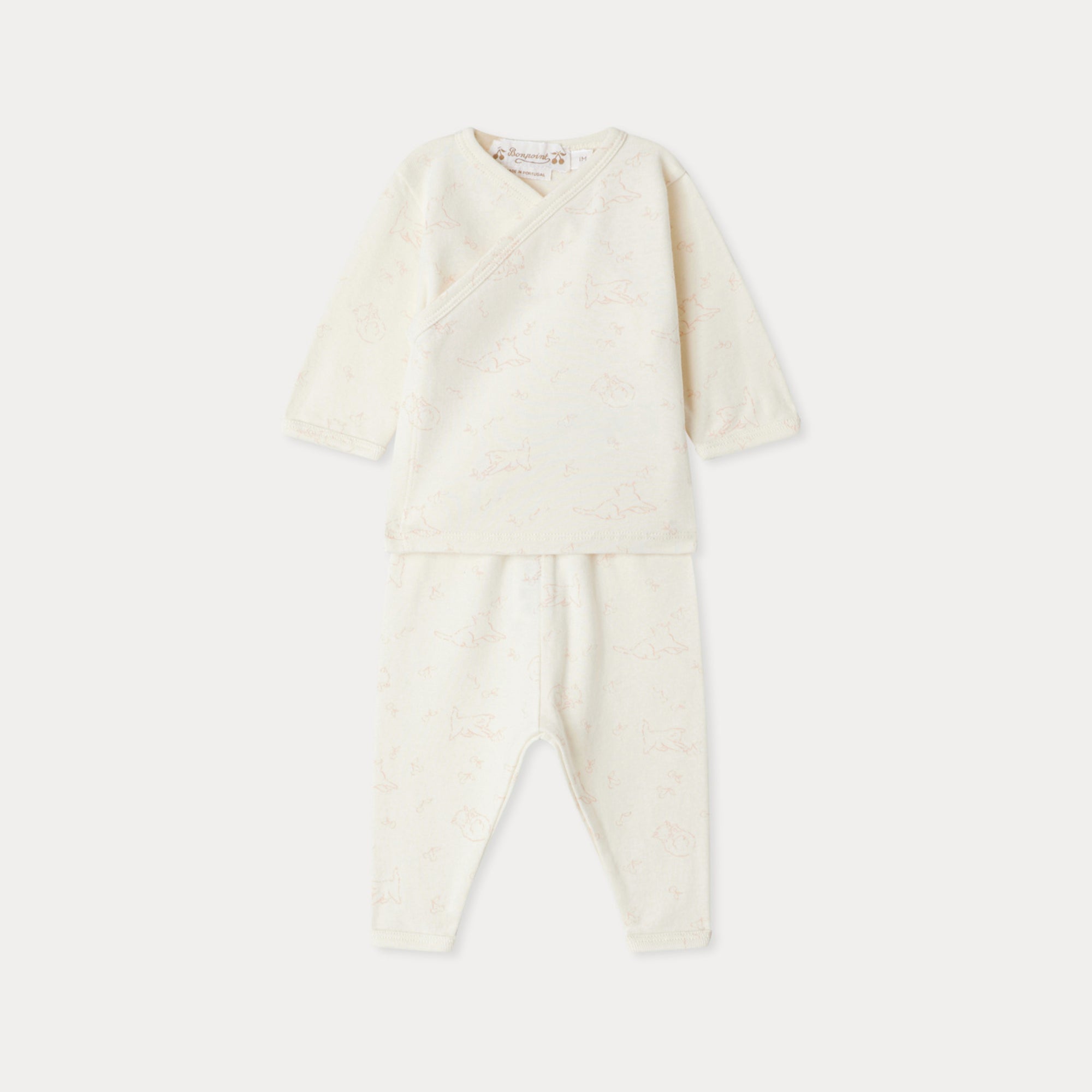 Bonpoint-Timao printed V-neck crossover set in organic cotton