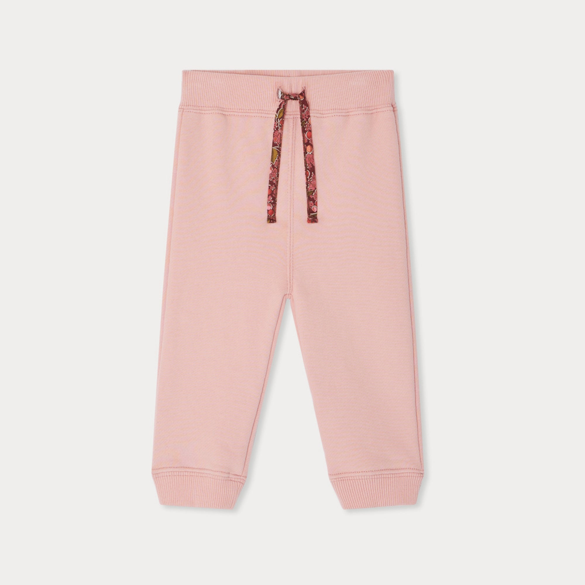 Bonpoint-Bambo jogging pants with Liberty fabric drawstring in organic cotton