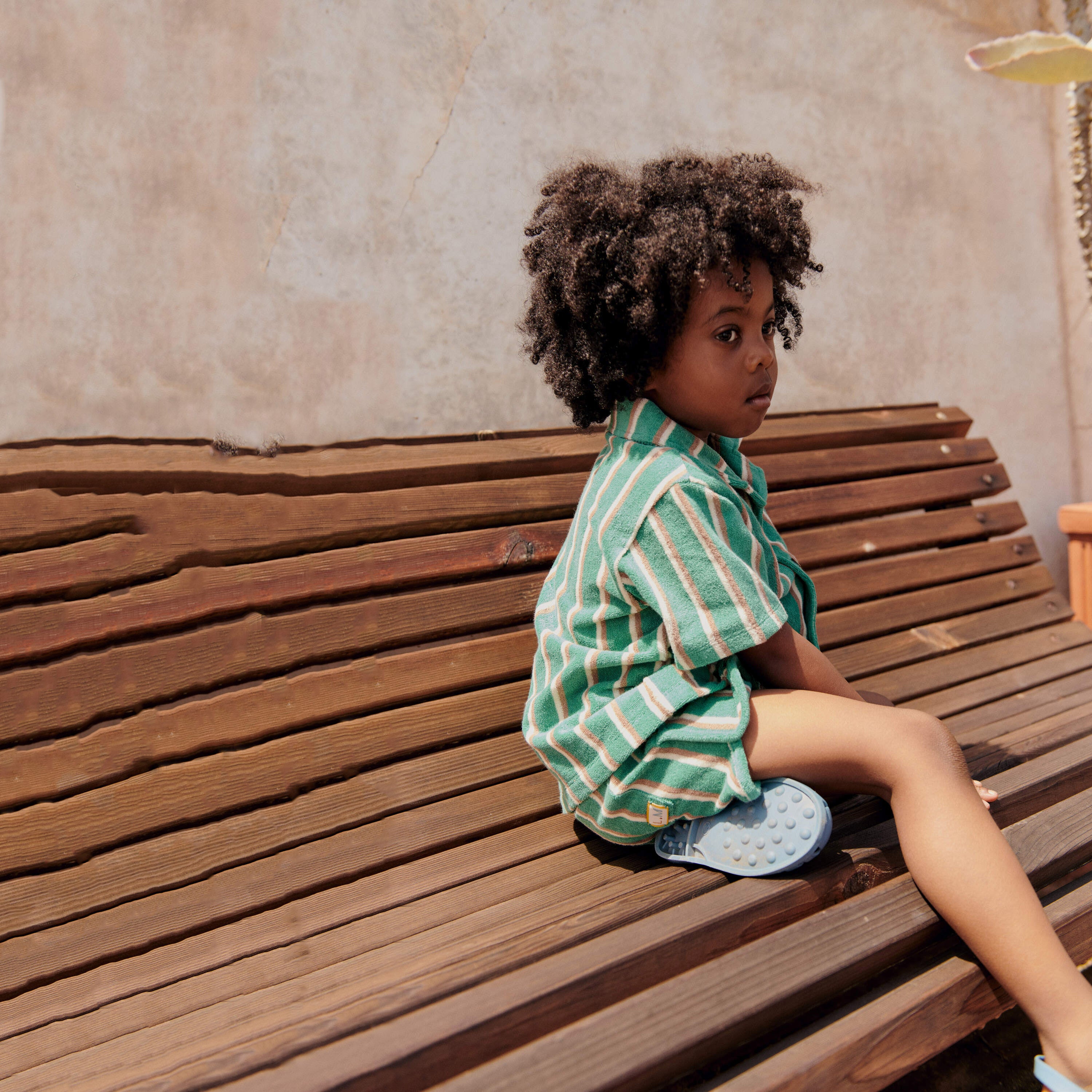 Louise Misha-Boys Green Striped T-Shirt