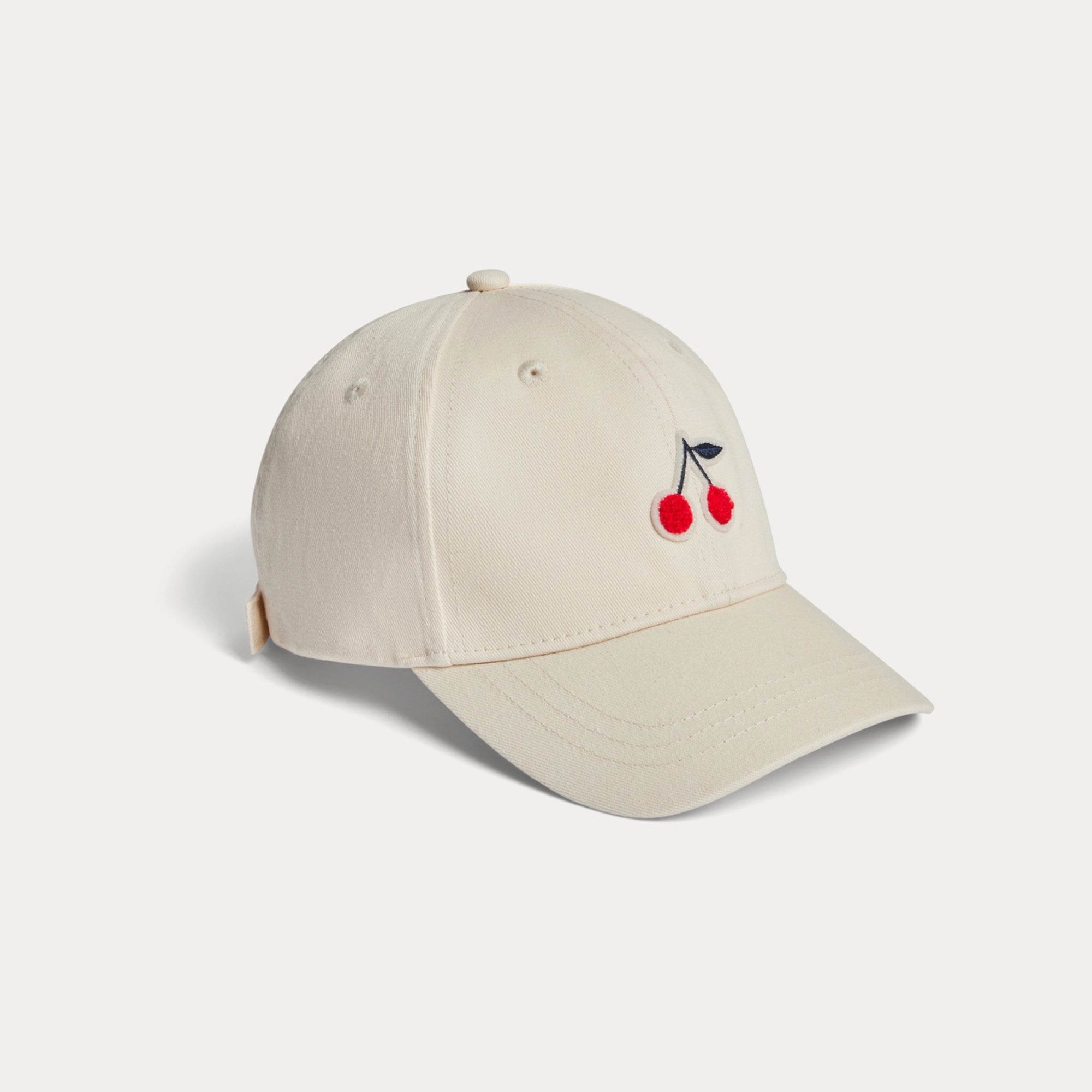 Bonpoint-Ivory Cherry Embroidered Duckbill Cap