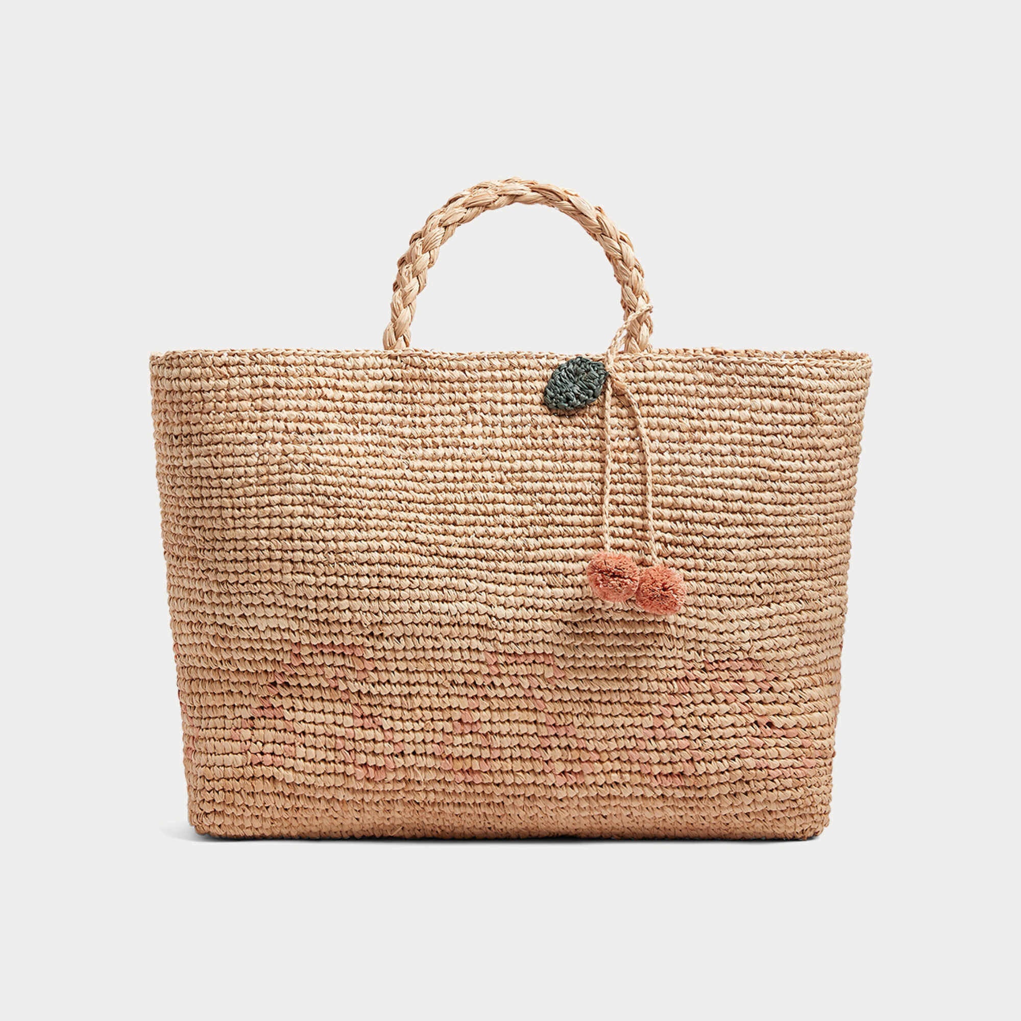 Girls Cherry Straw Woven Handbag