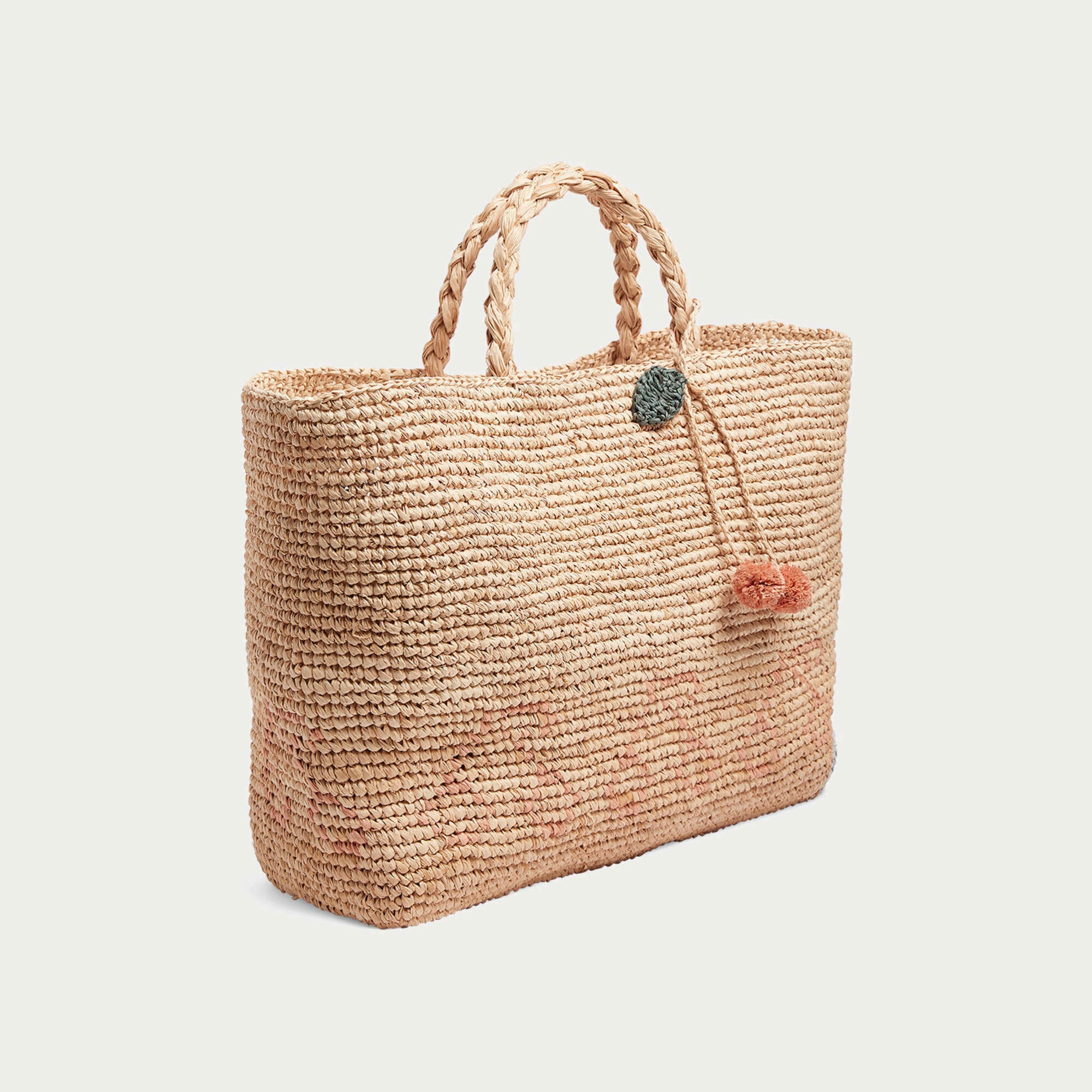 Girls Cherry Straw Woven Handbag