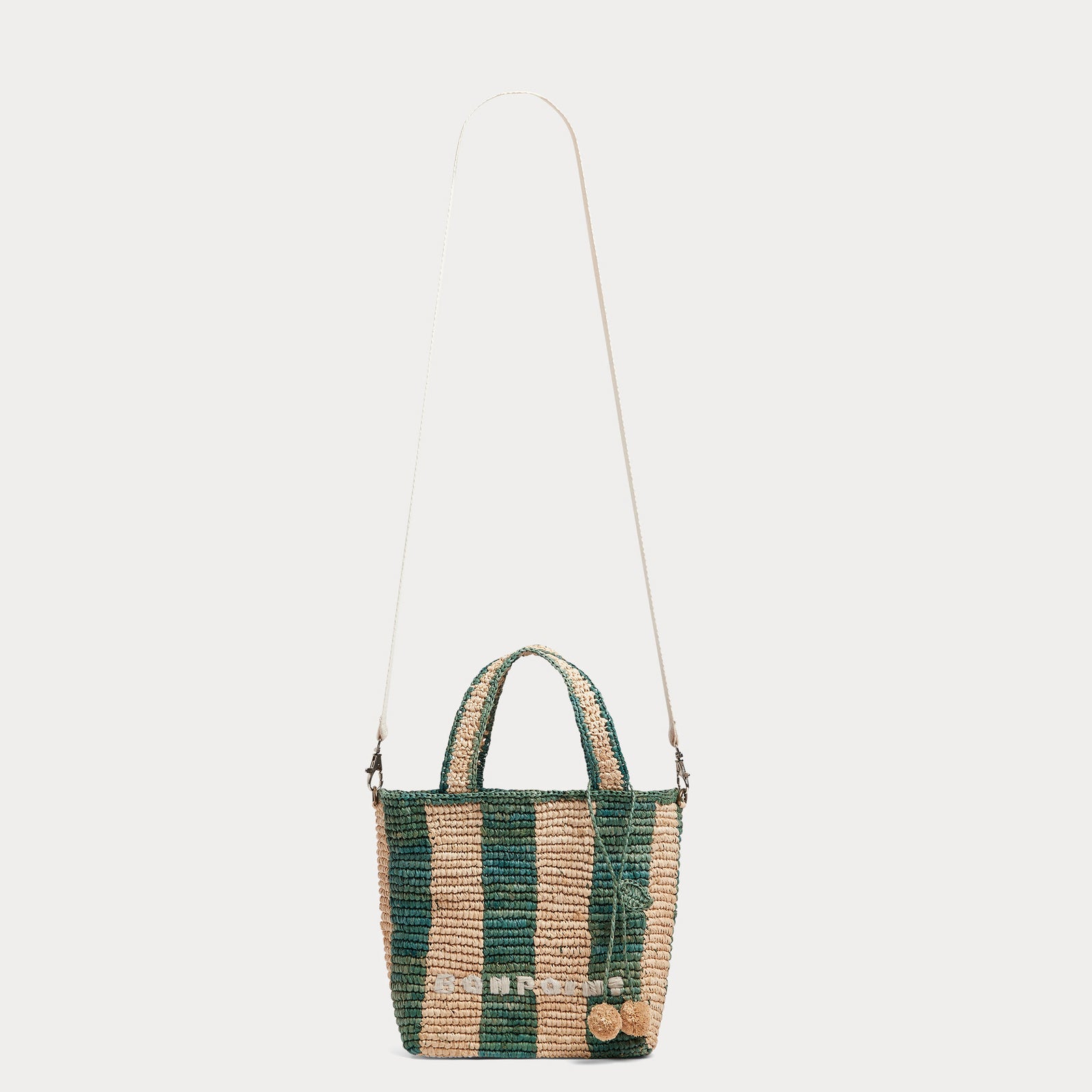 Green And Yellow Color Blocked Straw Woven Handbag