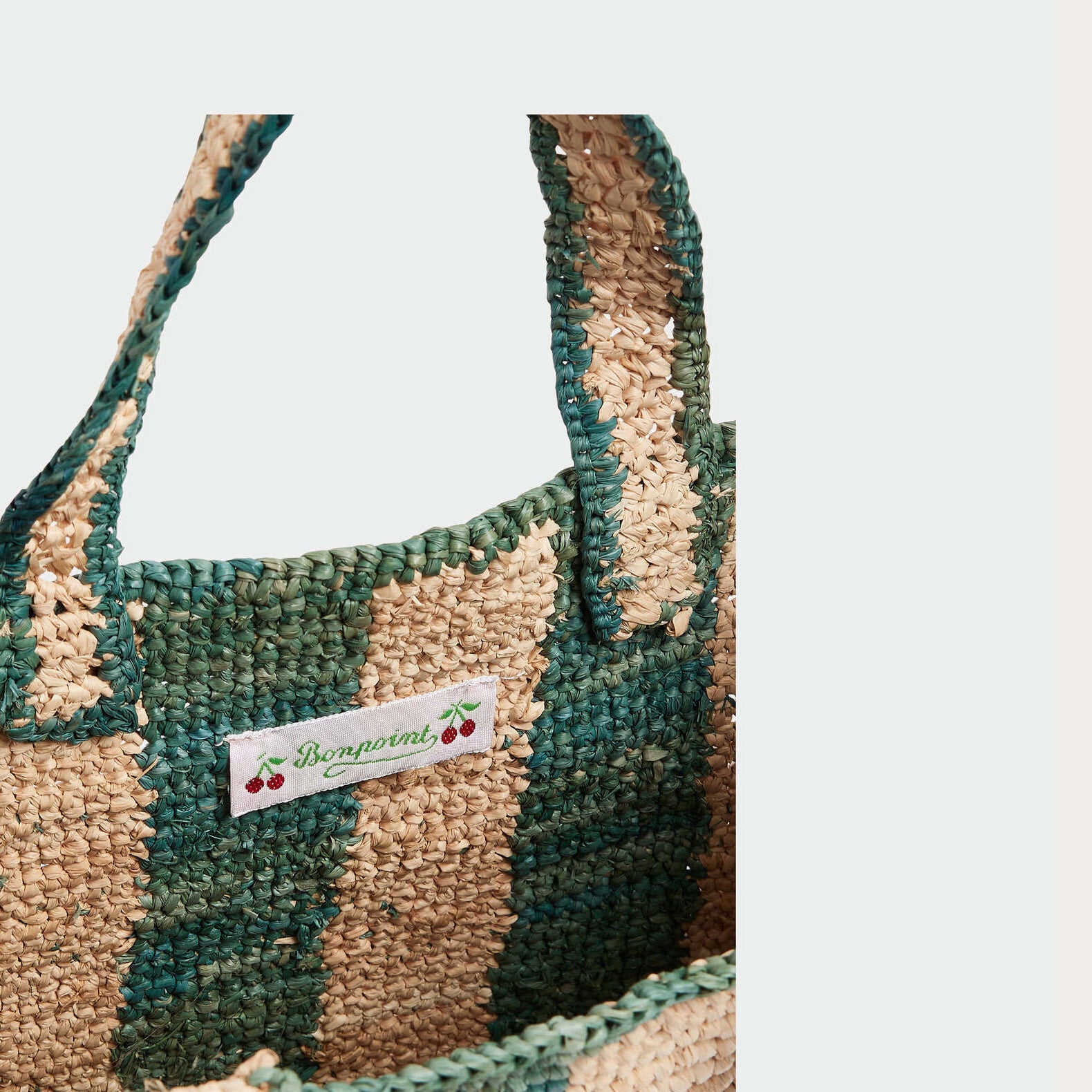 Green And Yellow Color Blocked Straw Woven Handbag