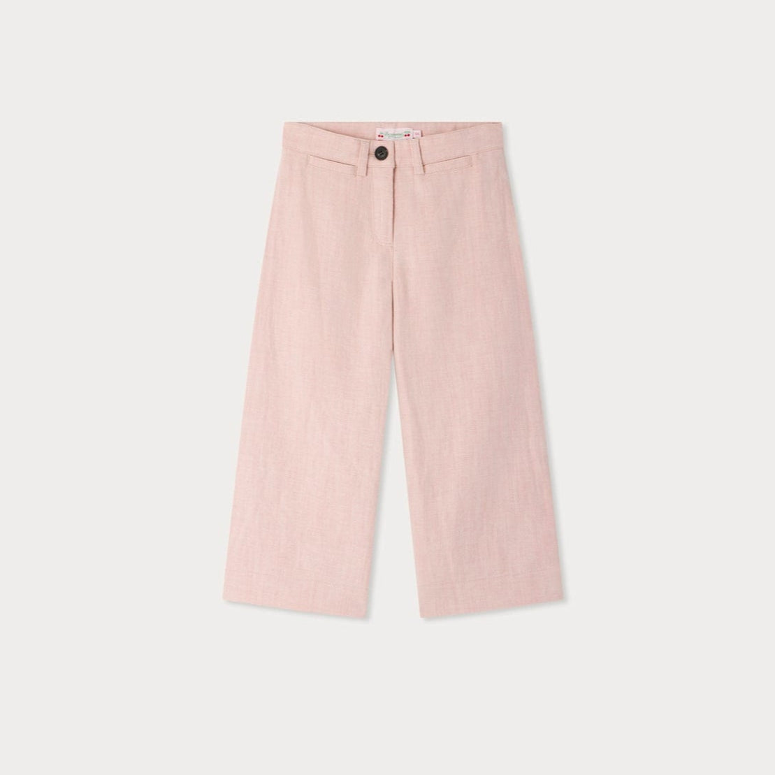 Bonpoint-Girls Light Pink Casual Wide Leg Cotton Pants