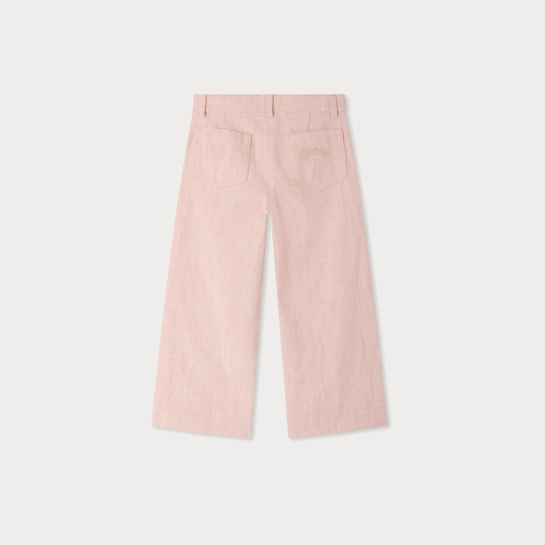 Bonpoint-Girls Light Pink Casual Wide Leg Cotton Pants