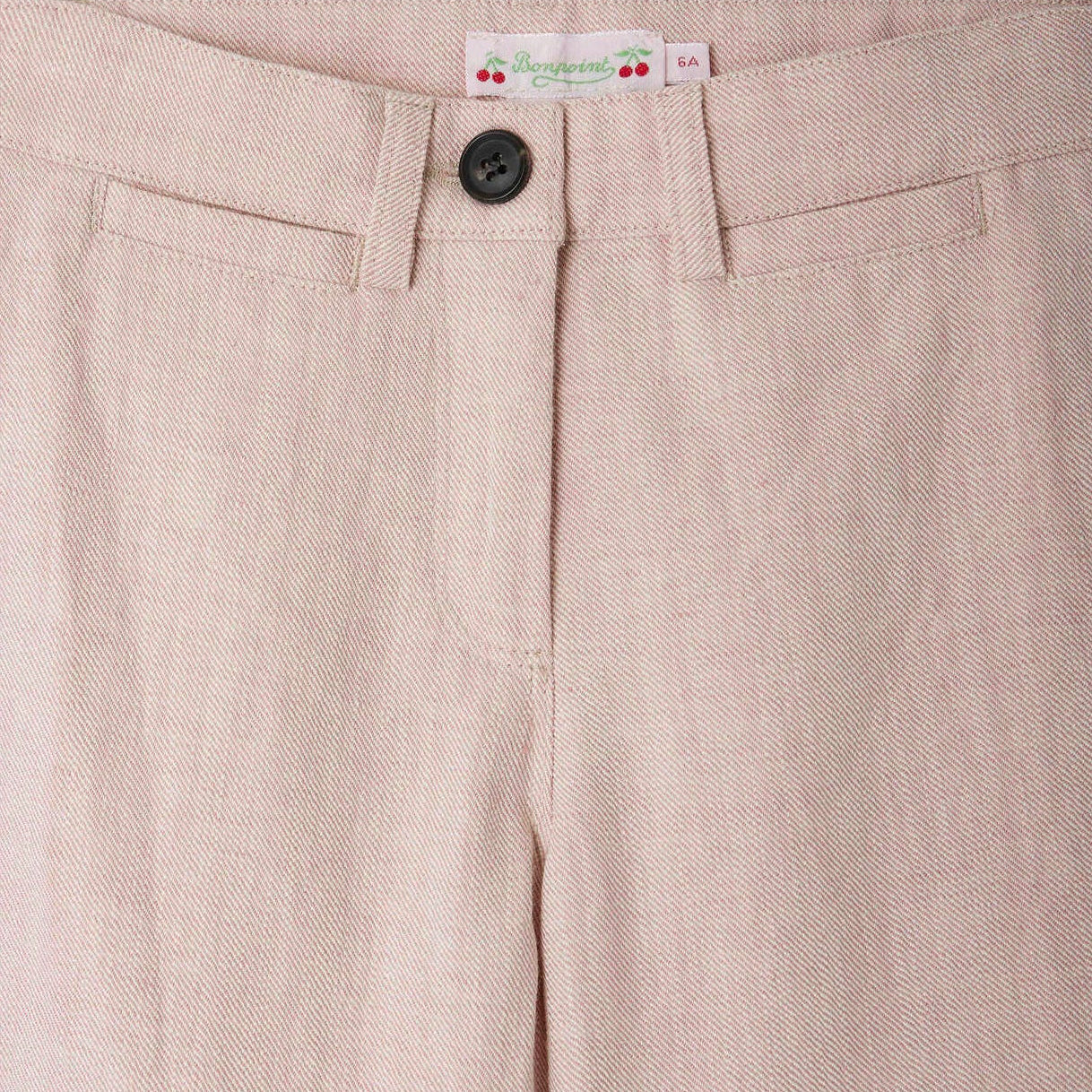 Bonpoint-Girls Light Pink Casual Wide Leg Cotton Pants