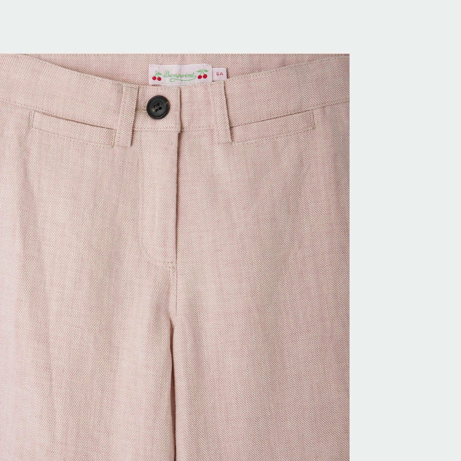 Girls Light Pink Casual Wide Leg Cotton Pants