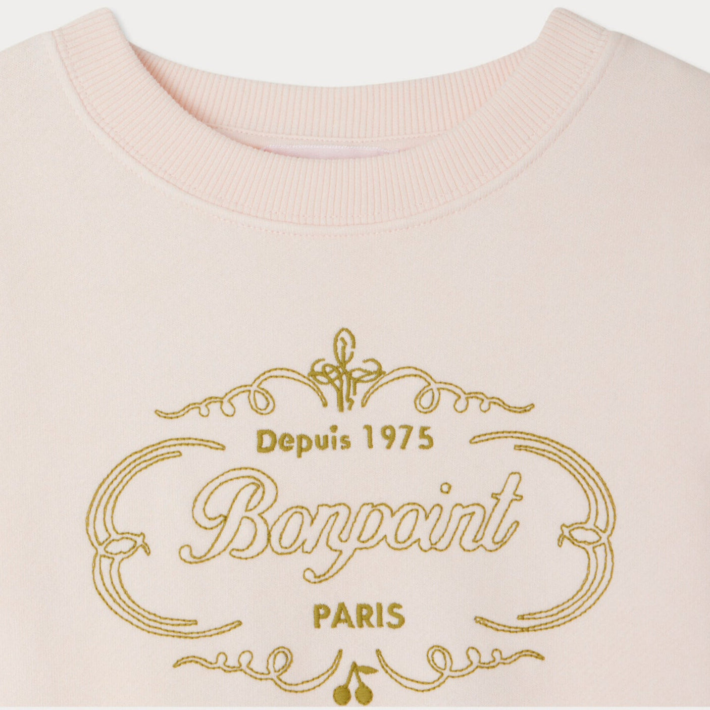 Bonpoint-Girls Pink Letter Embroidered Cotton Pullover Sweatershirt