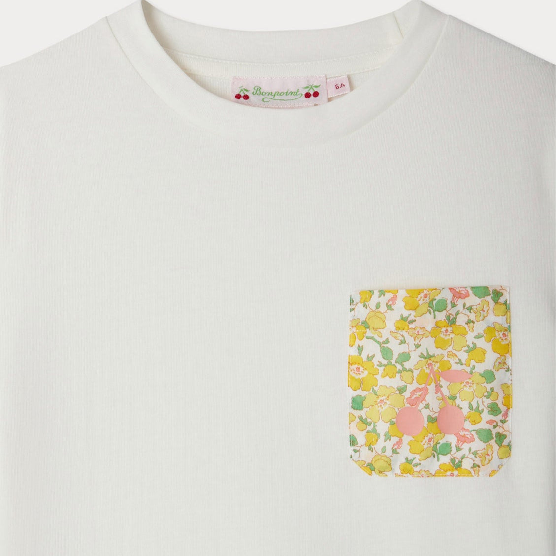 Bonpoint-Girls White Cherry Minimalist Cotton T-shirt