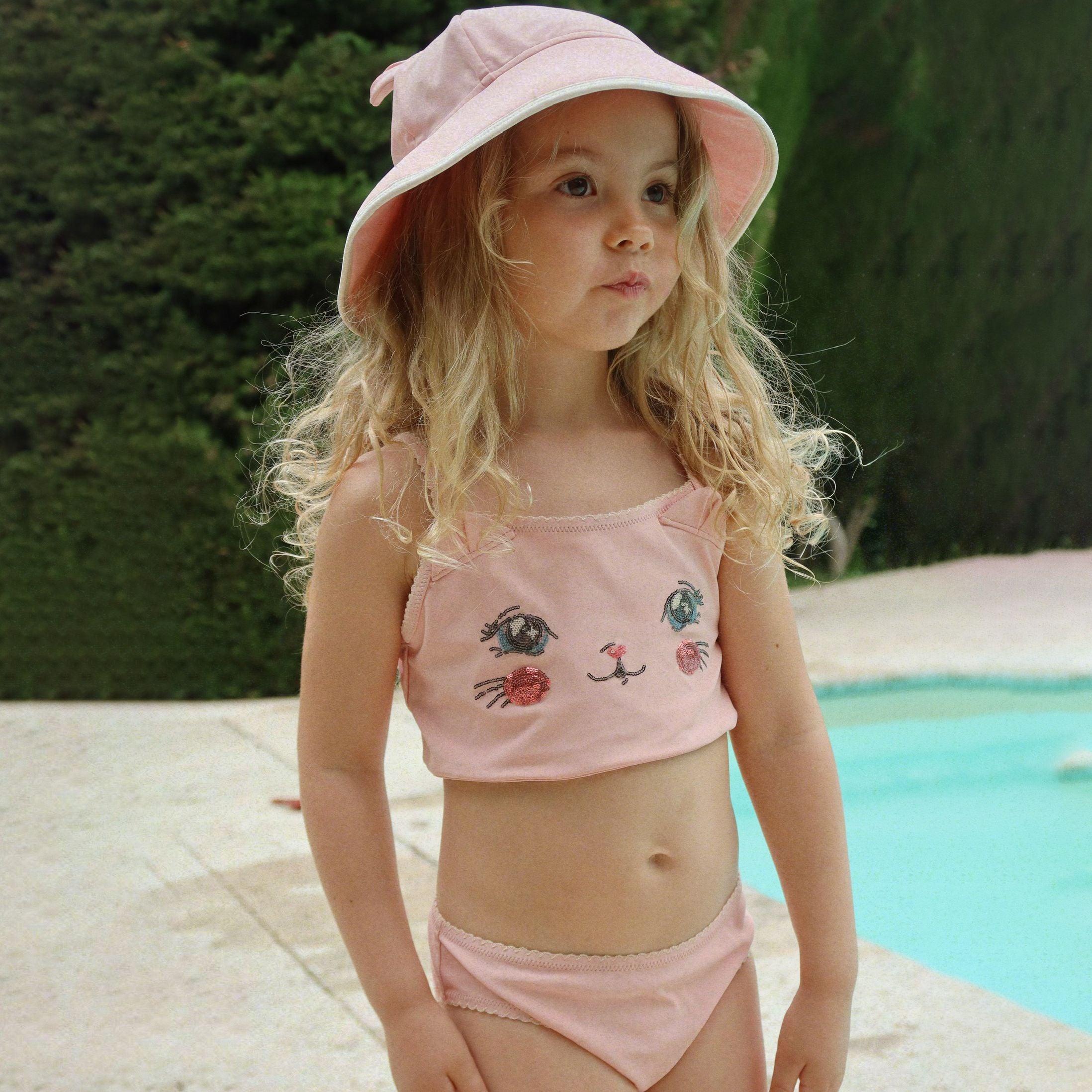 Konges Sløjd-Girl Kitty Swim Hat Grs Powder Pink