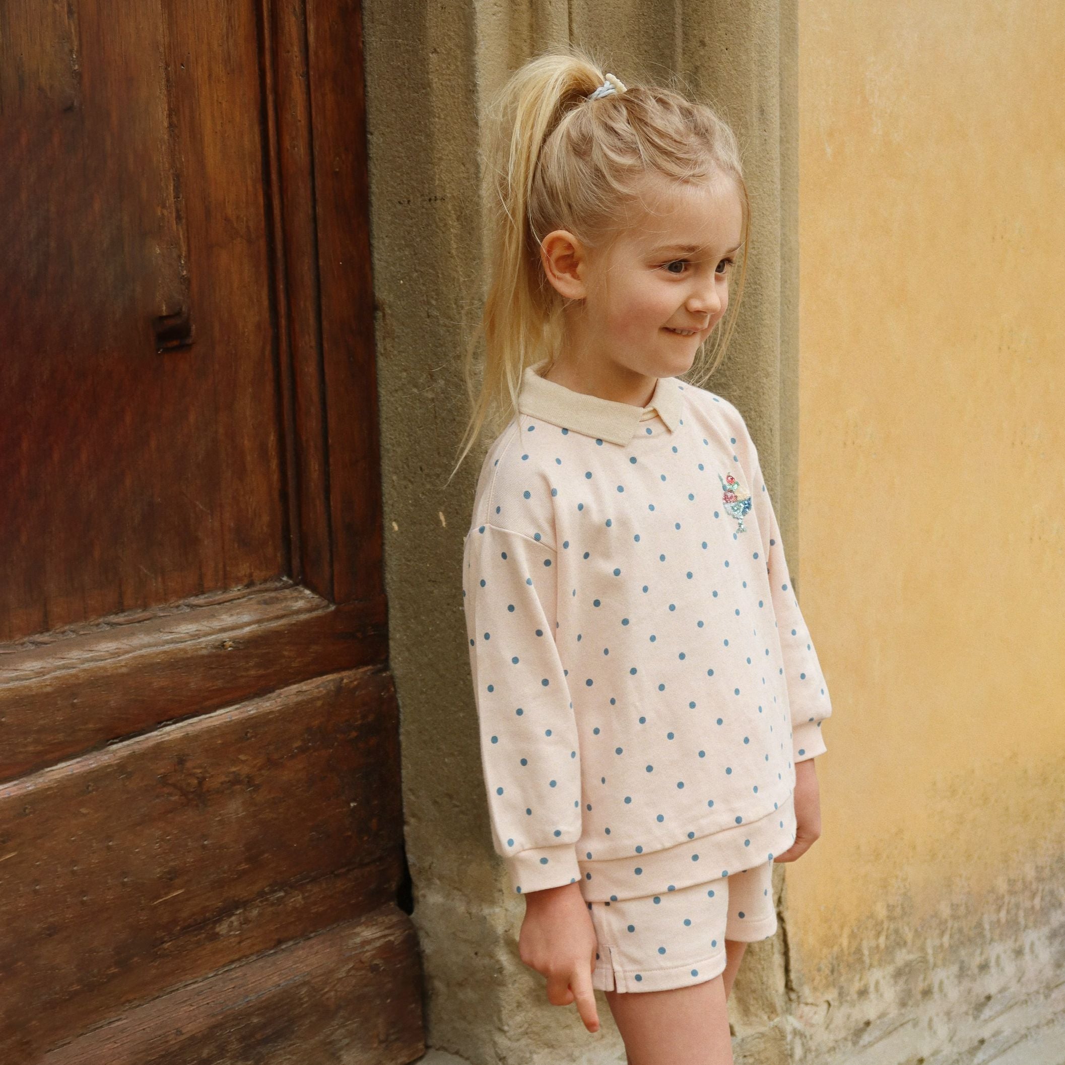 Konges Sløjd-Girl Spotty Sweat Shorts Gots Rosewater Dot