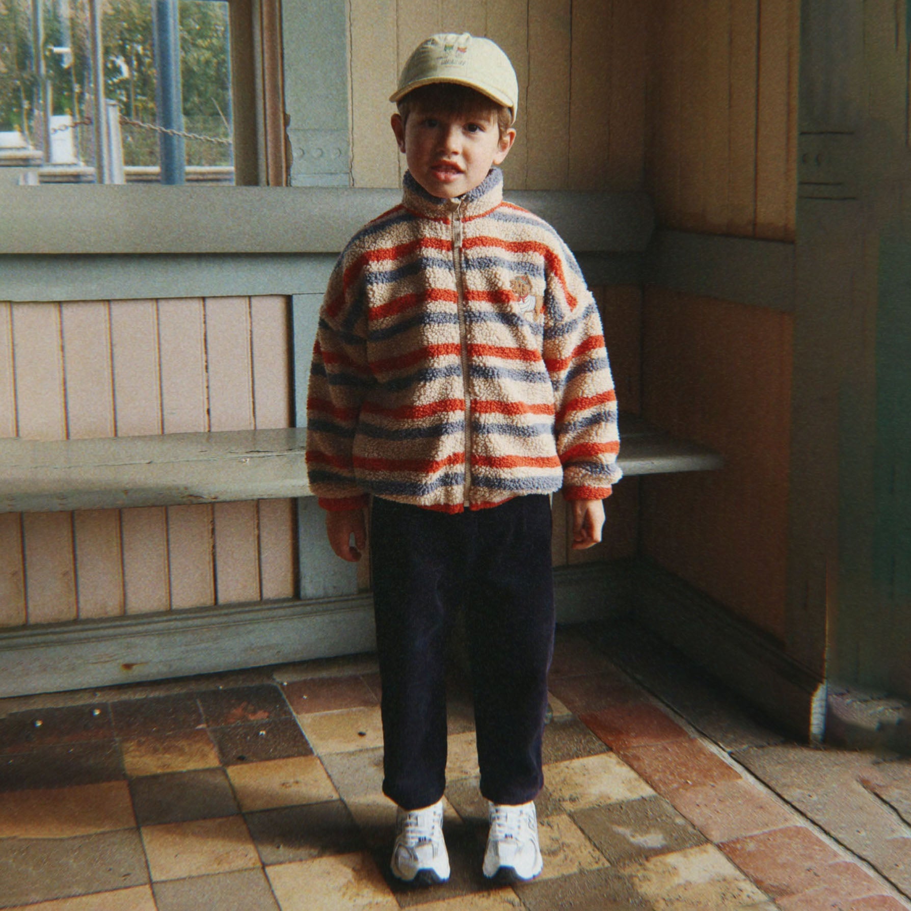 Konges Sløjd-Kids Jody Embroidery Teddy Jacket Grs Tangerine Stripe