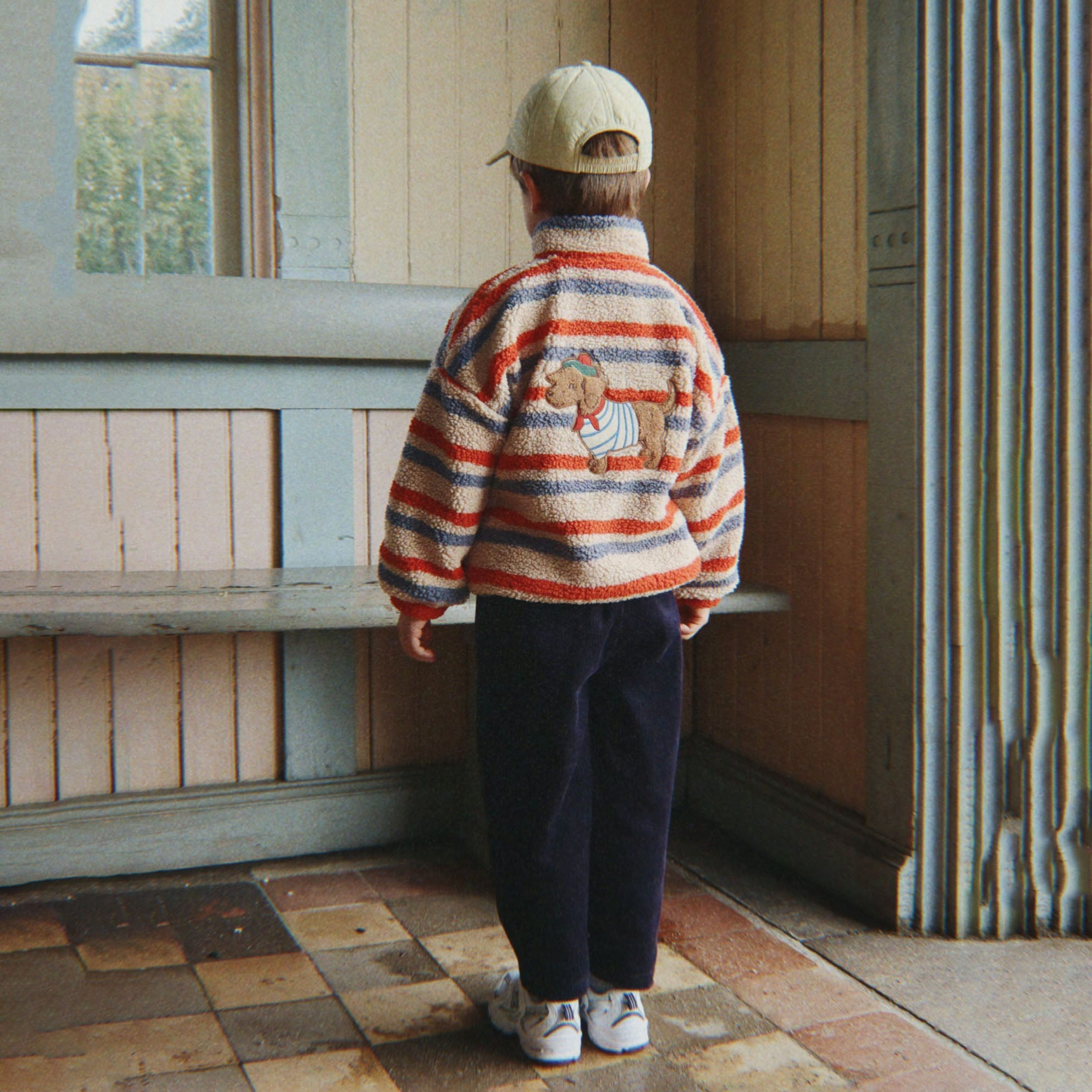 Konges Sløjd-Kids Jody Embroidery Teddy Jacket Grs Tangerine Stripe