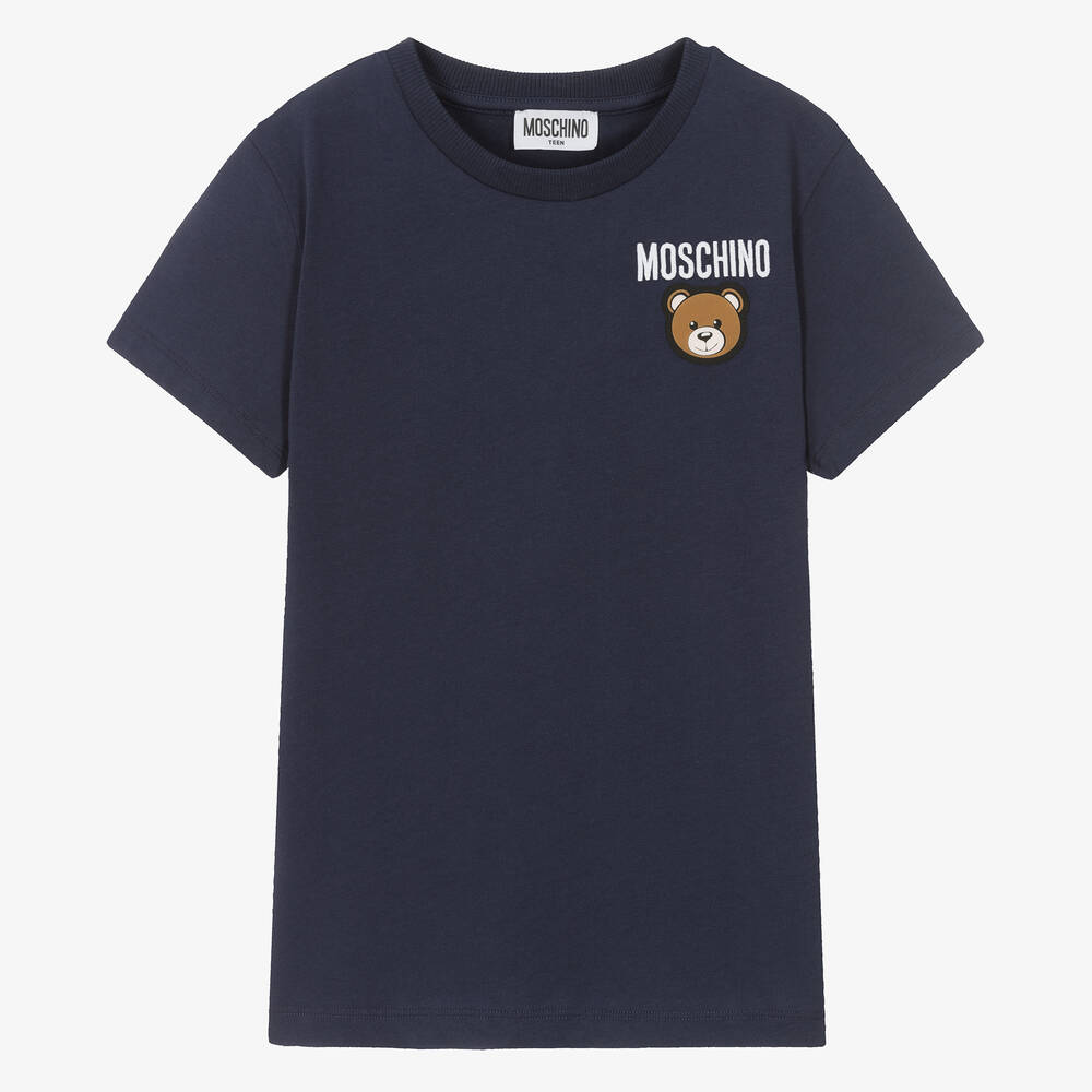 SS TEE WITH SML BEAR JUMPING OVER LOGO-BLUE NAVY
