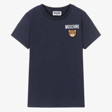 SS TEE WITH SML BEAR JUMPING OVER LOGO-BLUE NAVY