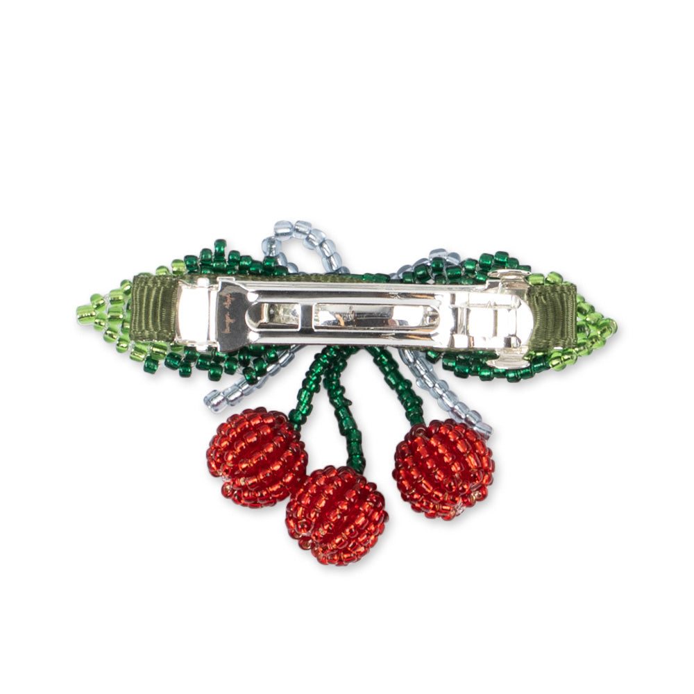 Konges Sløjd-Beaded Cherry Bow Big Hair Clip Cherry