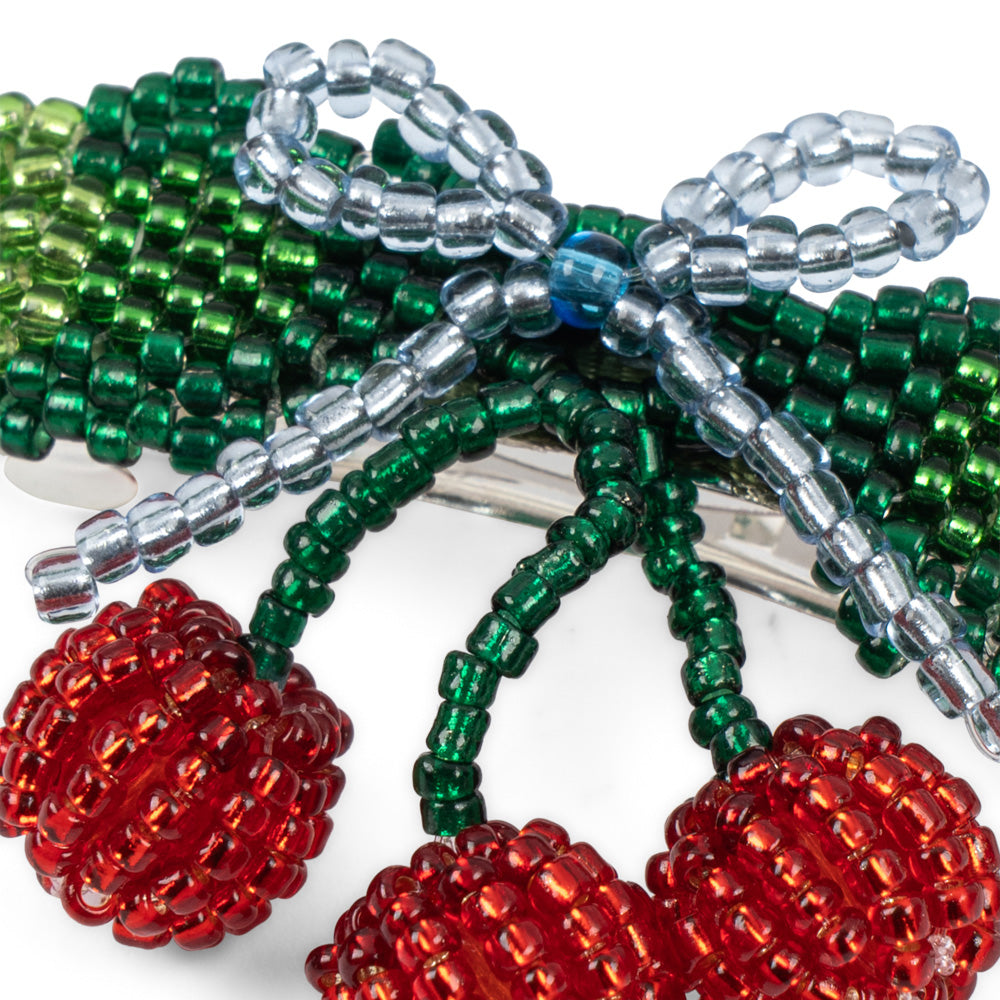 Konges Sløjd-Beaded Cherry Bow Big Hair Clip Cherry