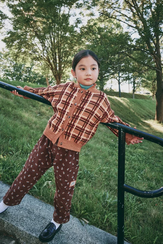 Misha & Puff-Plaid Davis Cardigan Rose Gold