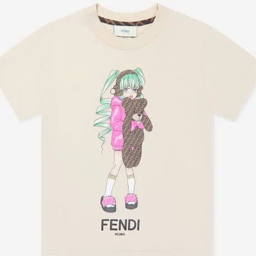 GIRL SS TEE WITH FF DETAIL AND CARTOON