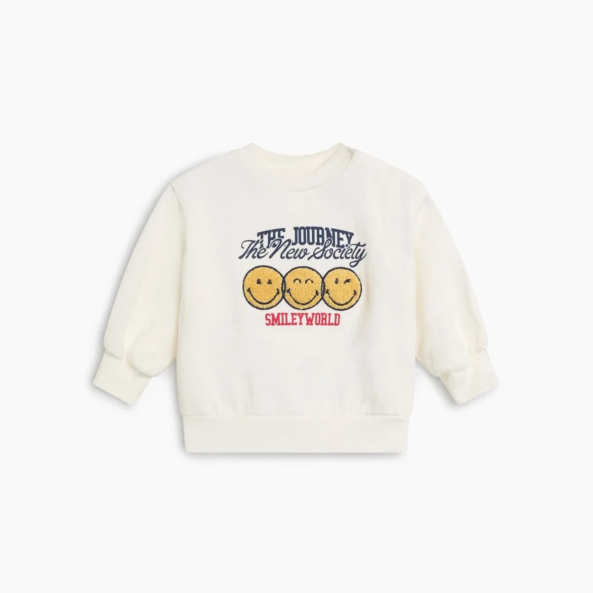The New Society-Smiley Baby Sweatshirt Whisper White