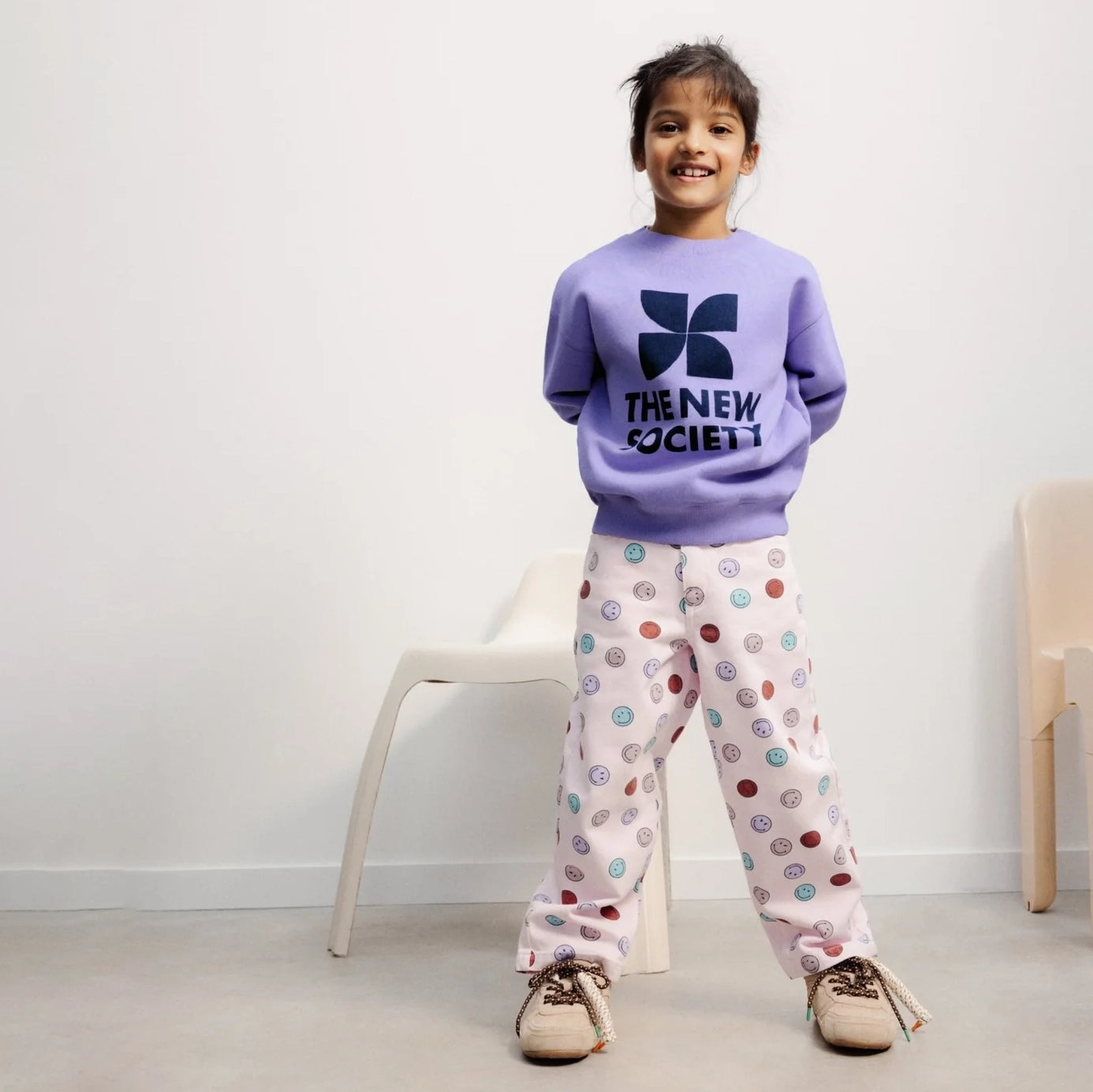 The New Society-Smiley Denim Trouser Smiley Print