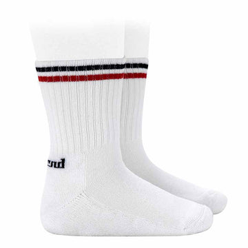 Sport socks with stripes and terry sole white/blue/red 45