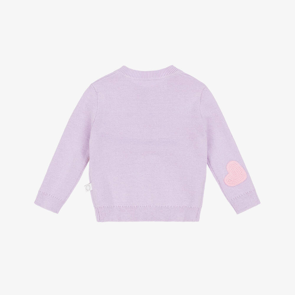 Stella McCartney Kids-Baby Girl Cardigan With Stay Earthy Crochet Patches Purple