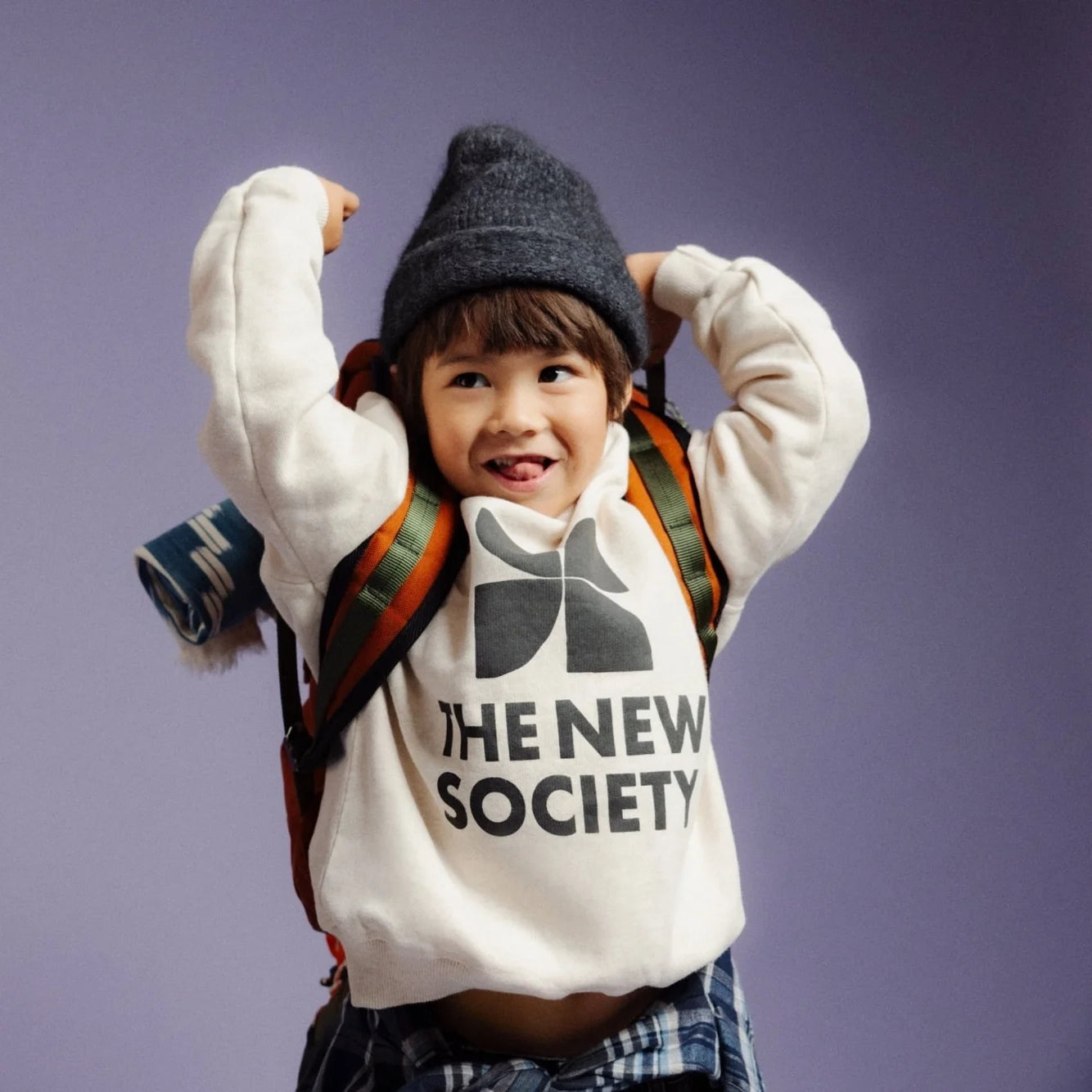 The New Society-Kids TNS Logo Sweatshirt Whisper White Melange