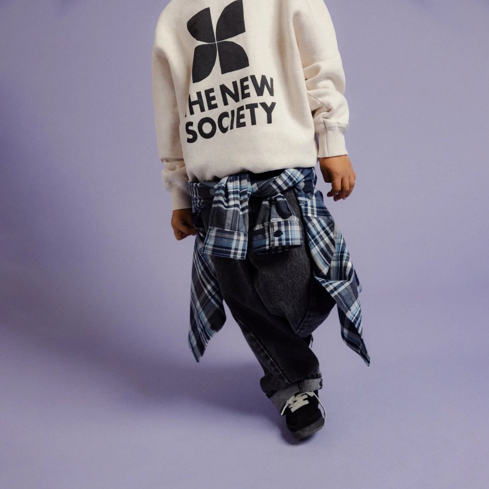 The New Society-Kids TNS Logo Sweatshirt Whisper White Melange