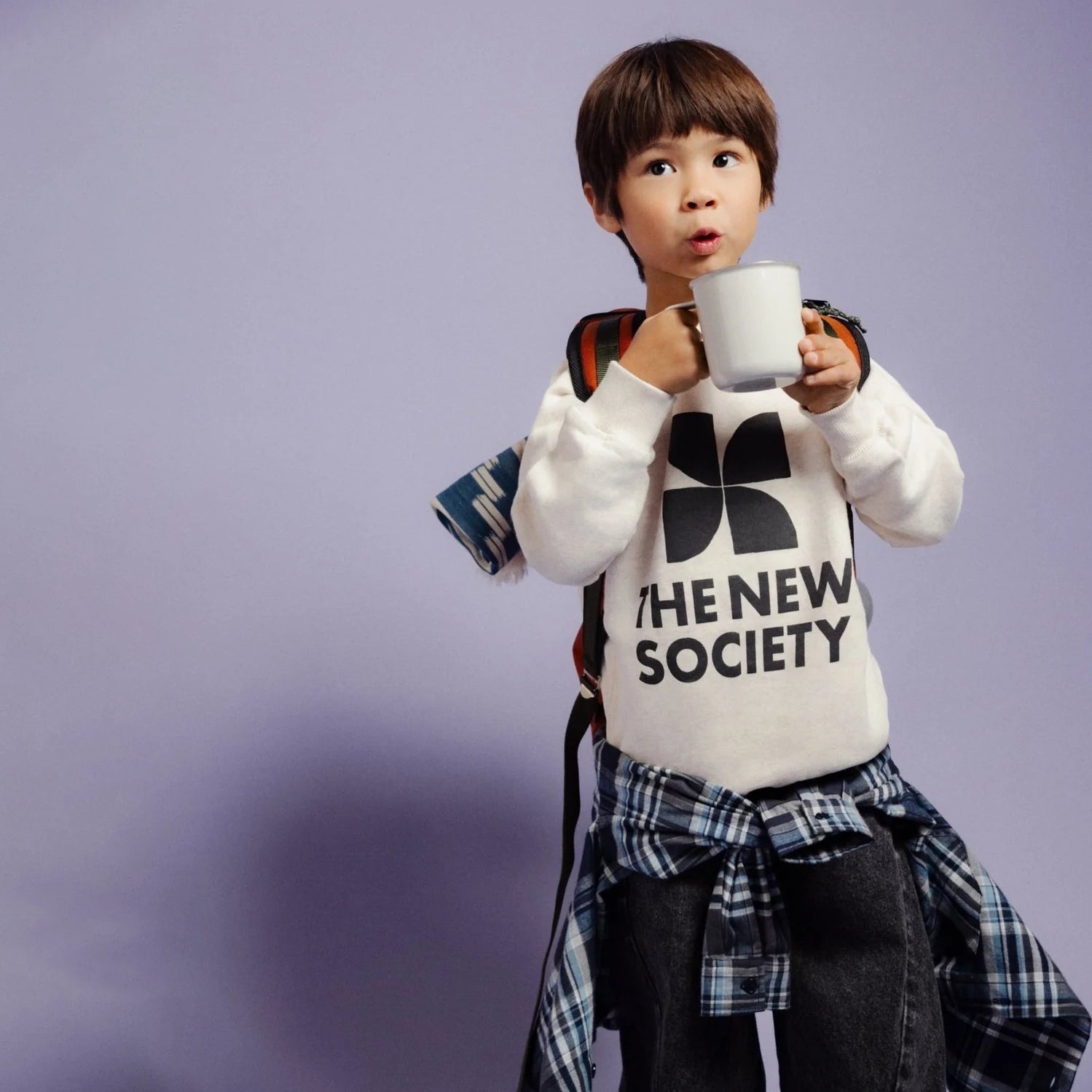 The New Society-Kids TNS Logo Sweatshirt Whisper White Melange