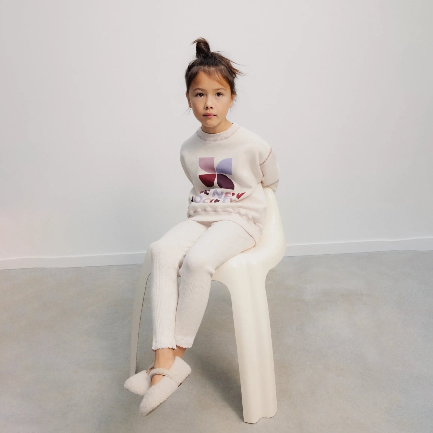 The New Society-TNS Logo Sweatshirt Whisper White Melange Multicolor