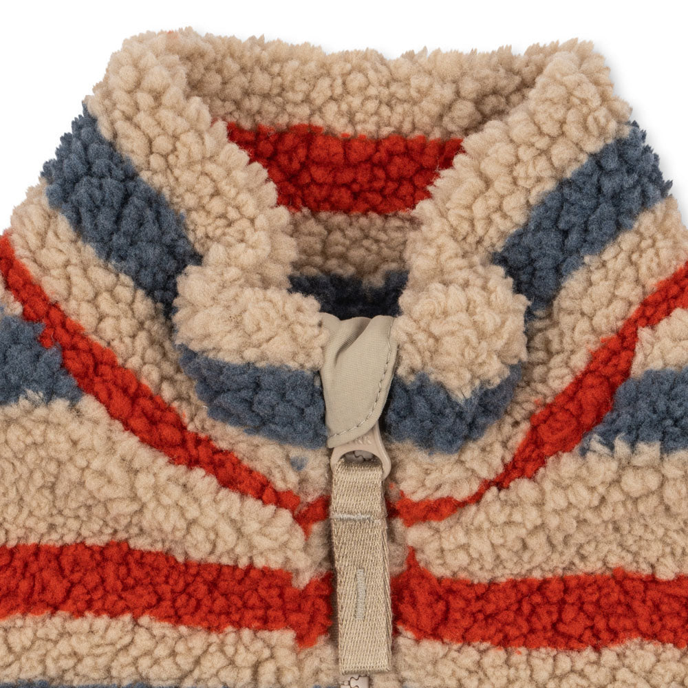 Konges Sløjd-Kids Jody Embroidery Teddy Jacket Grs Tangerine Stripe