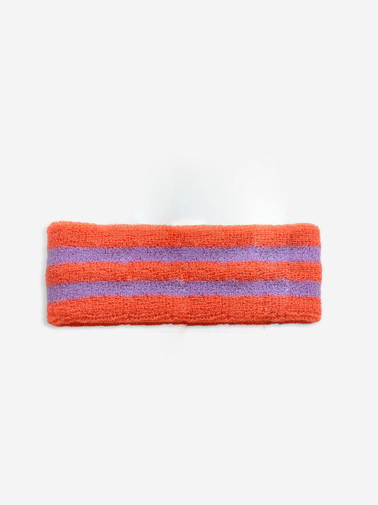 Blue and red striped towel headband