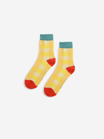 Yellow checkered short socks