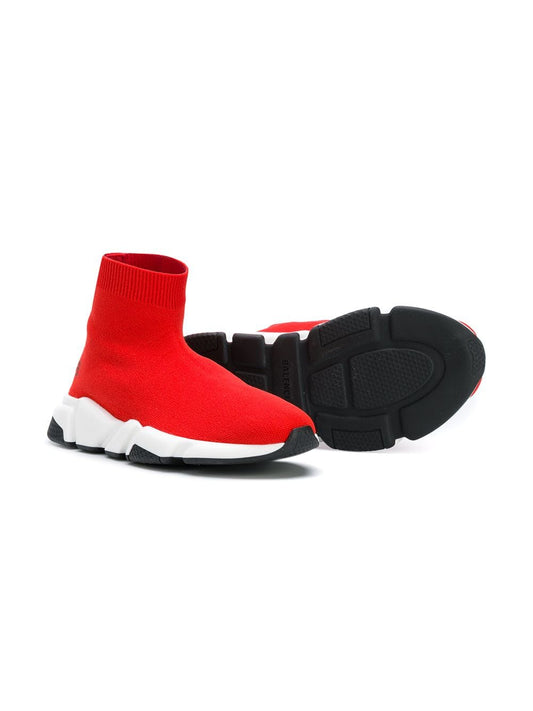 Fabric Sneaker Rubber Sole, RED/WHITE/BLACK - Cémarose Canada
