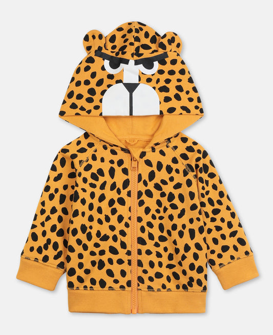 BABY BOY CHEETAH PRINT ZIP UP HOODIE,ORANGE - Cémarose Canada