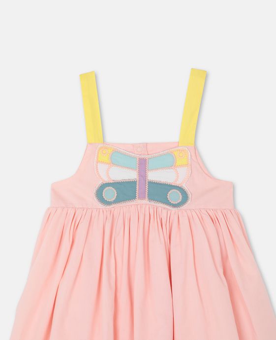BABY GIRL DRESS WITH MULTICOLOR BUTTERFLY PATCH,PINK - Cémarose Canada