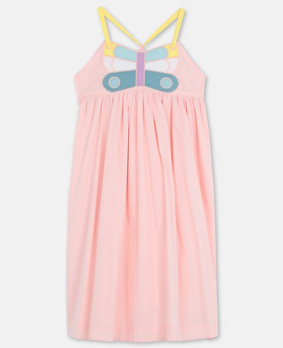 KID GIRL SLEEVELESS DRESS WITH BUTTERFLY PATCH,PINK - Cémarose Canada