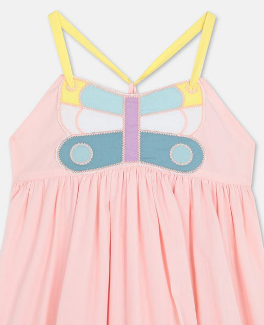KID GIRL SLEEVELESS DRESS WITH BUTTERFLY PATCH,PINK - Cémarose Canada